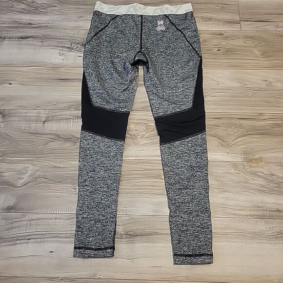 Psycho Bunny Pants - Psycho Bunny‎ Leggings Womens Small Black White Elastic Waist Logo Print
